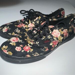 Vans Women's Black Floral Canvas Sneakers